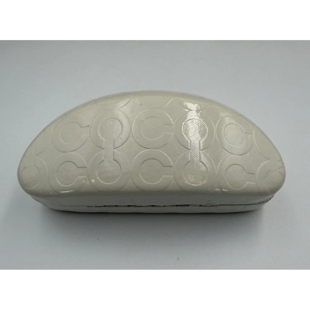 COACH Eyeglasses Sunglasses Hard Clamshell Case White w/ Signature 